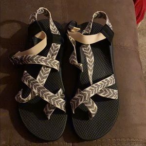 Like new cream and black size 10 Chacos